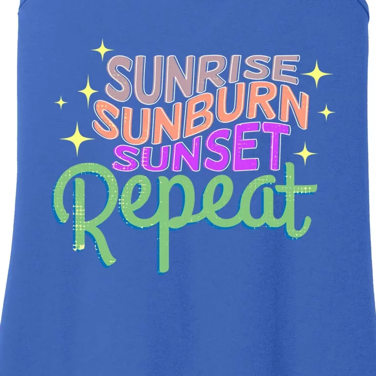 Sunrise Sunburn Sunset Repeat Beach Summer Gift Ladies Essential Tank