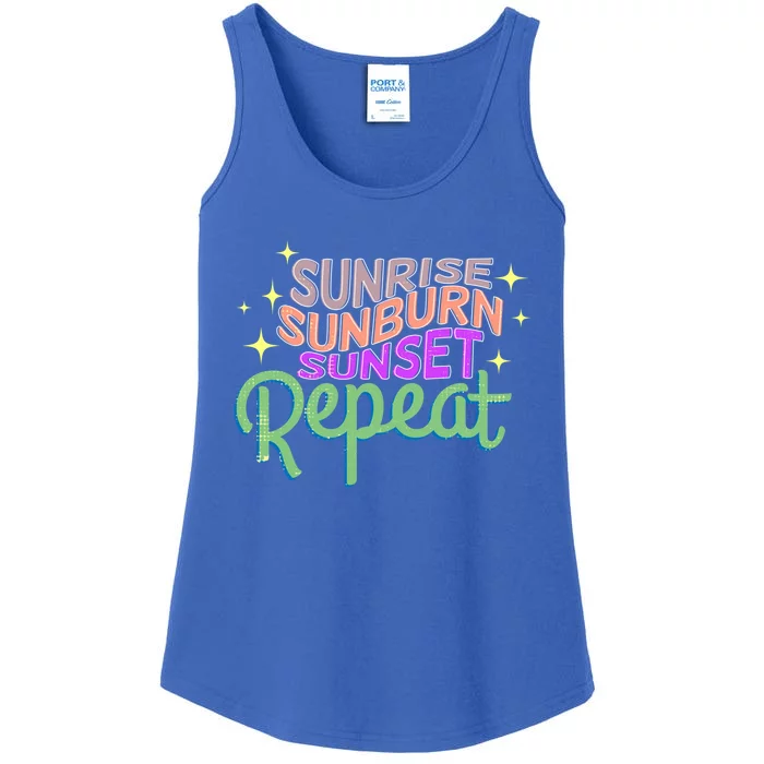 Sunrise Sunburn Sunset Repeat Beach Summer Gift Ladies Essential Tank