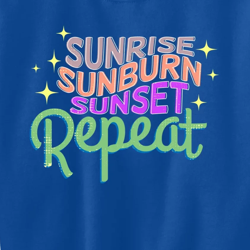 Sunrise Sunburn Sunset Repeat Beach Summer Gift Kids Sweatshirt