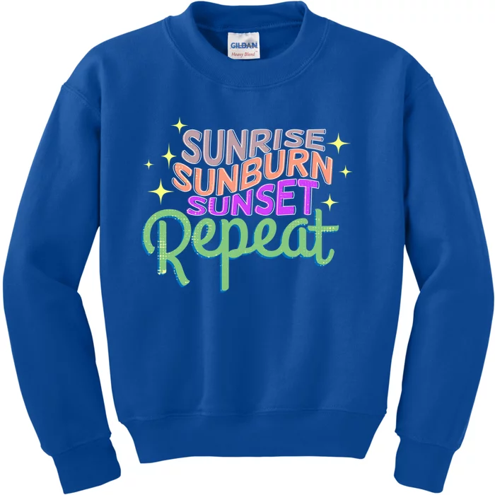 Sunrise Sunburn Sunset Repeat Beach Summer Gift Kids Sweatshirt