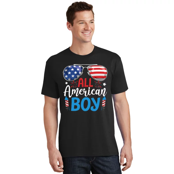 Sunglasses Stars Stripes All American Boy Freedom USA T-Shirt