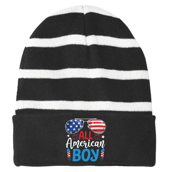 Sunglasses Stars Stripes All American Boy Freedom USA Striped Beanie with Solid Band