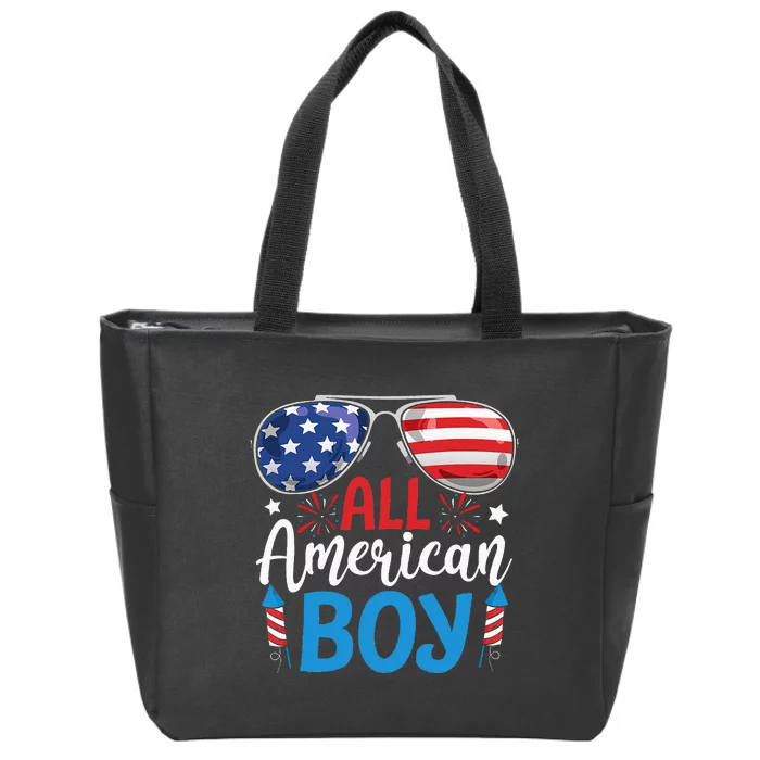 Sunglasses Stars Stripes All American Boy Freedom USA Zip Tote Bag