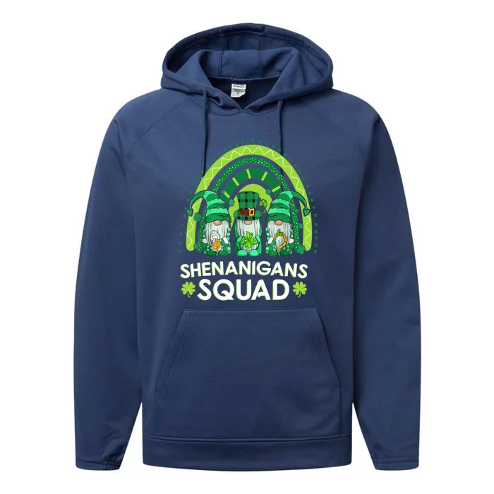 Shenanigans Squad St Patricks Day Gnomes Rainbow Leopard Performance Fleece Hoodie