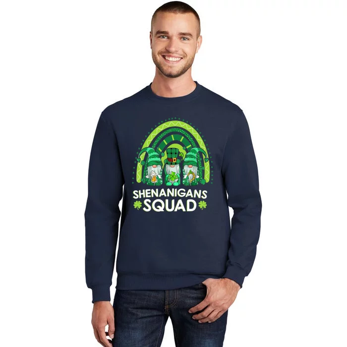 Shenanigans Squad St Patricks Day Gnomes Rainbow Leopard Tall Sweatshirt