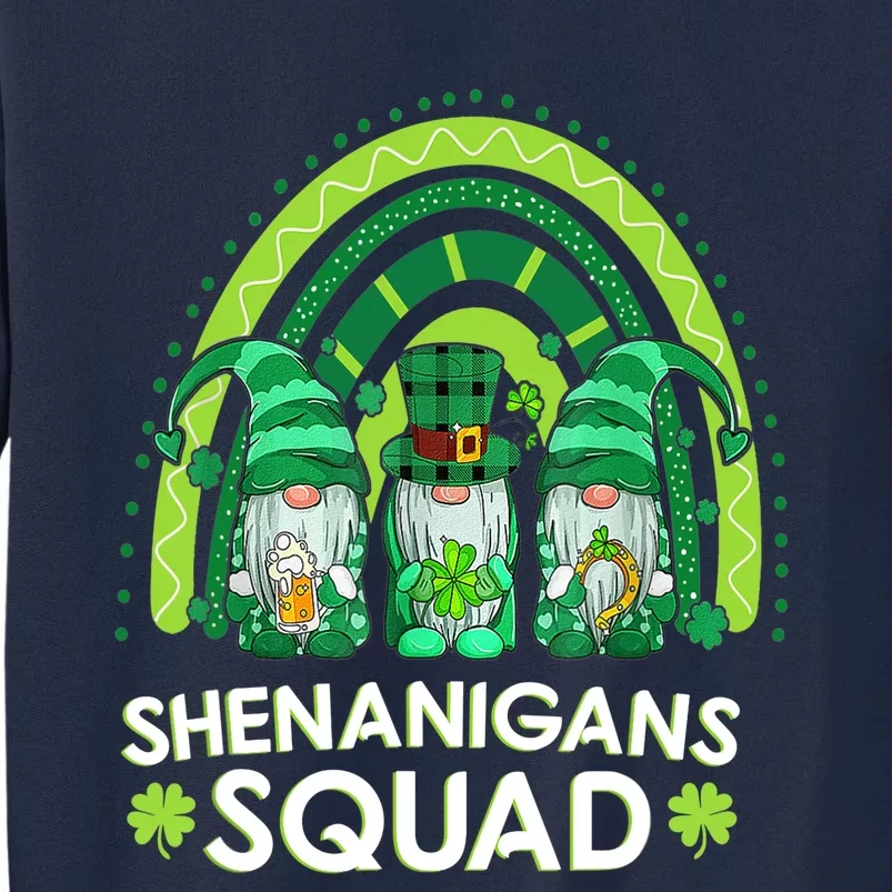 Shenanigans Squad St Patricks Day Gnomes Rainbow Leopard Tall Sweatshirt