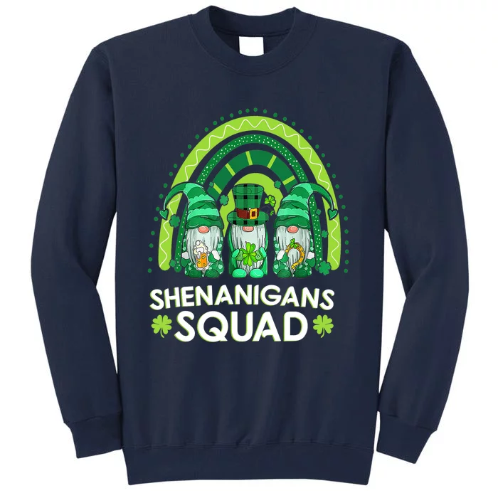 Shenanigans Squad St Patricks Day Gnomes Rainbow Leopard Tall Sweatshirt