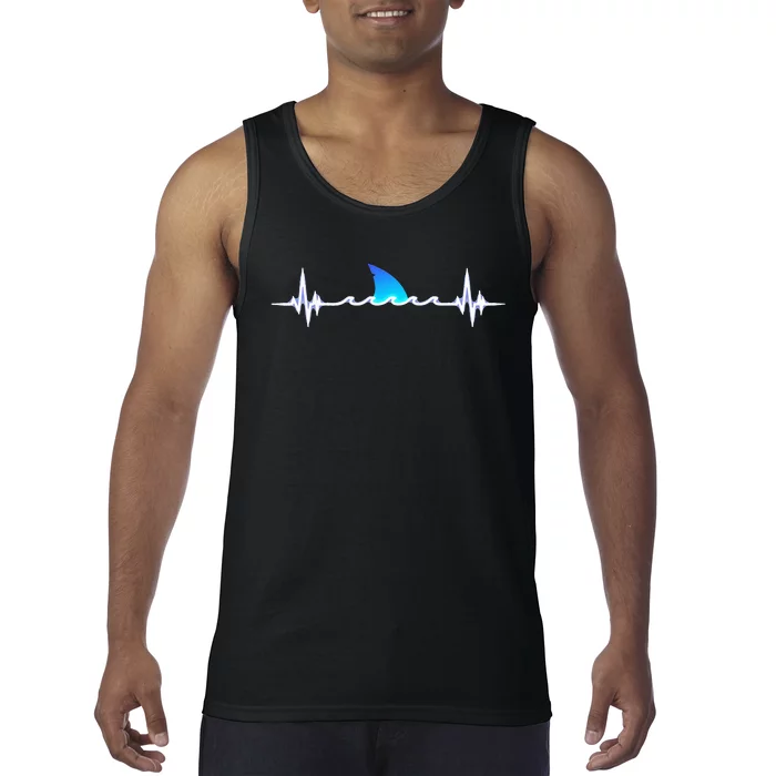 Shark Shark Shark Lover Gift Shark Heartbeat Tank Top