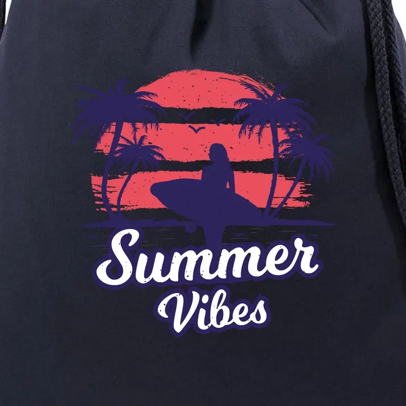 Surfing Sunset Summer Vibes Palm Beach Gift Drawstring Bag