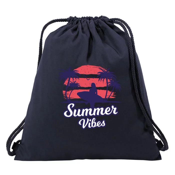 Surfing Sunset Summer Vibes Palm Beach Gift Drawstring Bag