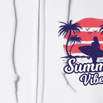 Surfing Sunset Summer Vibes Palm Beach Gift Full Zip Hoodie