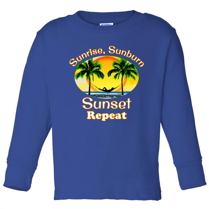 Sunrise Sunburn Sunset Repeat Funny Beach Summer Great Gift Toddler Long Sleeve Shirt