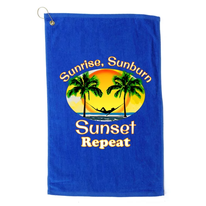 Sunrise Sunburn Sunset Repeat Funny Beach Summer Great Gift Platinum Collection Golf Towel