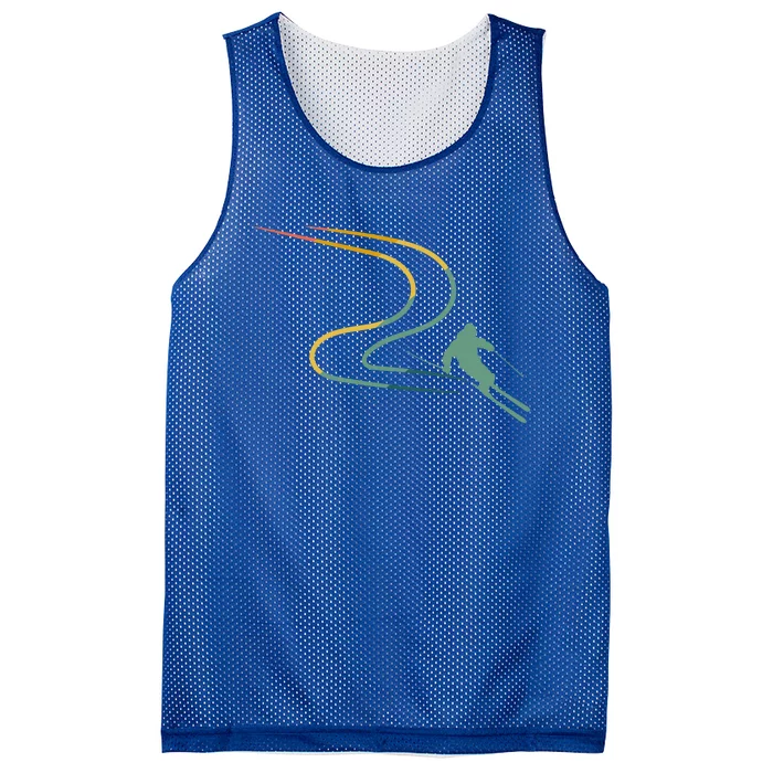 Skiing Ski Snow Heartbeat Retro Meaningful Gift Mesh Reversible Basketball Jersey Tank