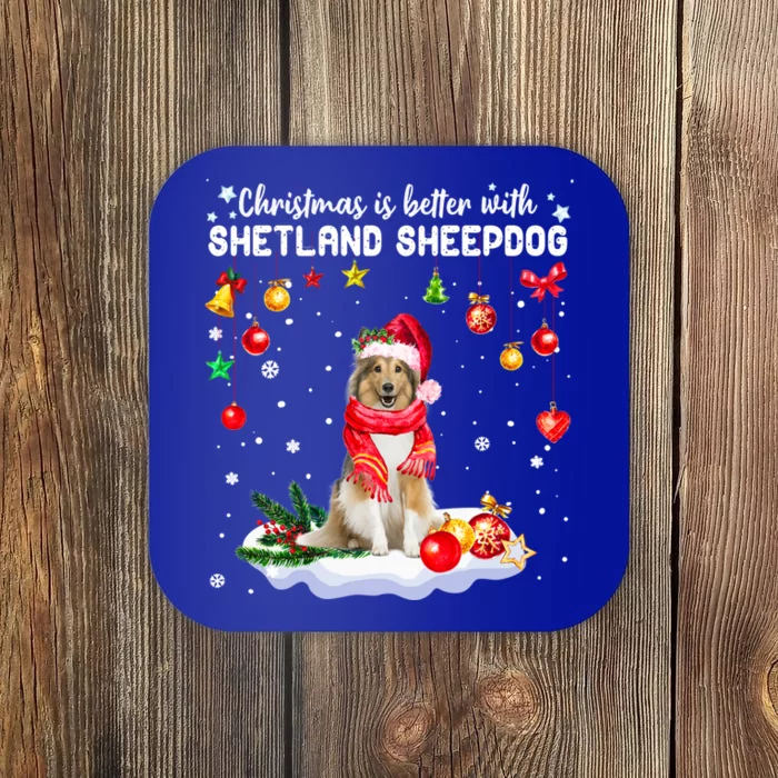 Santa Shetland Sheepdog Christmas Ornat Decoration Xgreat Giftmas Funny Gift Coaster