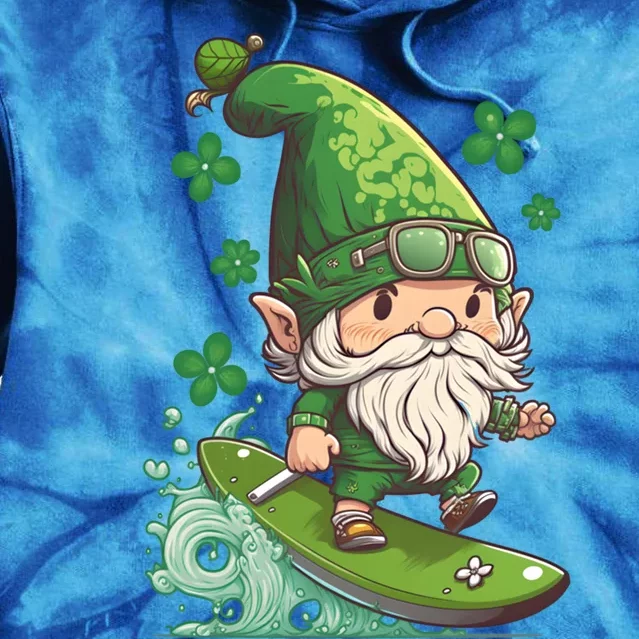 Surfing Skating St Patricks Day Gnome Gift Tie Dye Hoodie