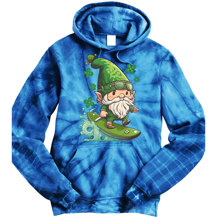 Surfing Skating St Patricks Day Gnome Gift Tie Dye Hoodie