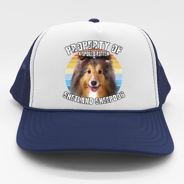 Shetland Sheepdog Sheltie Sable Property Of Retro Cute Dog Trucker Hat