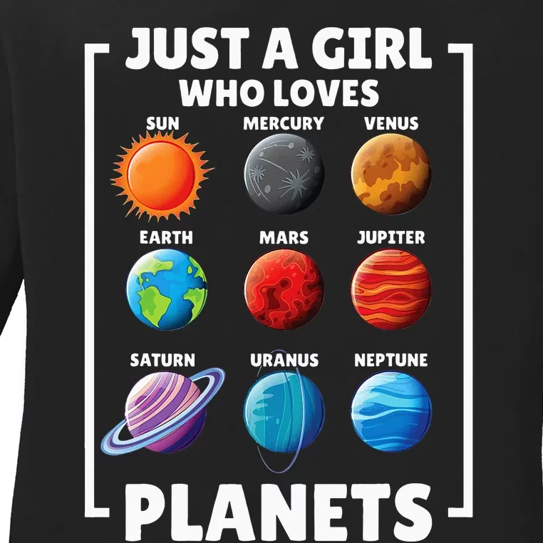 Solar Star System Space Science Just A Who Loves Planet Ladies Long Sleeve Shirt