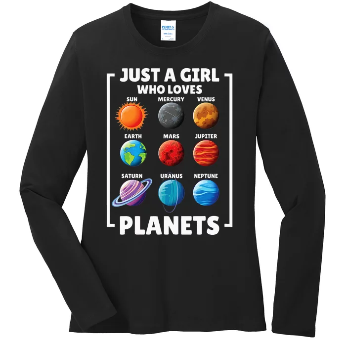 Solar Star System Space Science Just A Who Loves Planet Ladies Long Sleeve Shirt