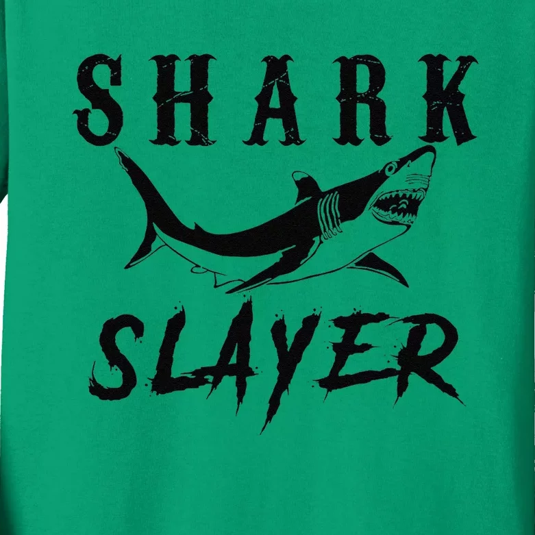 Shark Slayer Shark Fishing & Salt Water Anglers Kids Long Sleeve Shirt