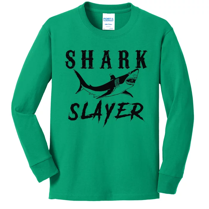 Shark Slayer Shark Fishing & Salt Water Anglers Kids Long Sleeve Shirt