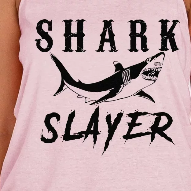 Shark Slayer Shark Fishing & Salt Water Anglers Women's Knotted Racerback Tank