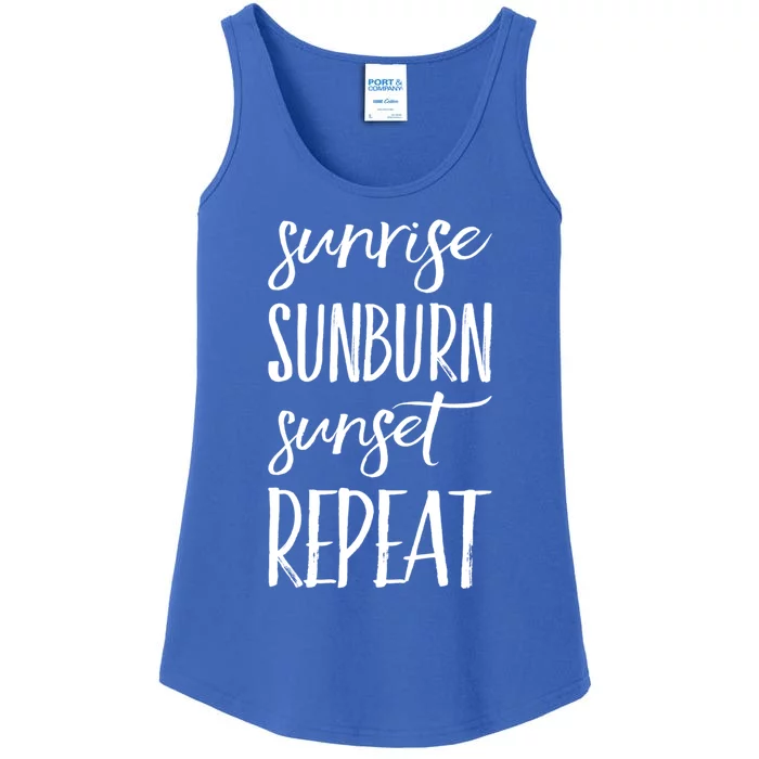 Sunrise Sunburn Sunset Repeat Funny Sayings Summer Cute Gift Ladies Essential Tank