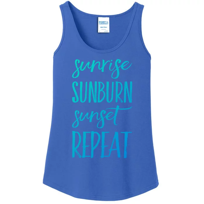 Sunrise Sunburn Sunset Repeat Funny Sayings Summer Cute Gift Ladies Essential Tank