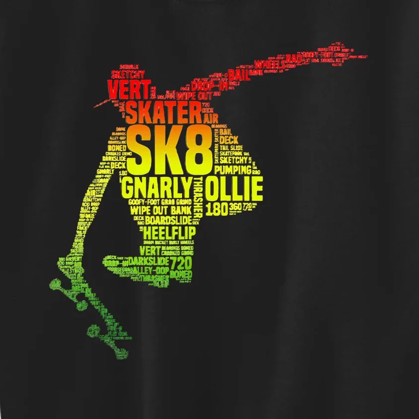 Skateboard Skater Slang Retro Skaterboarding Kids Sweatshirt