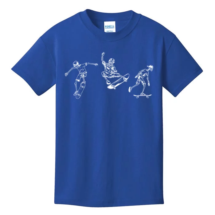 Skateboarding Skeletons Skeleton Skate Halloween Skater Gift Kids T-Shirt