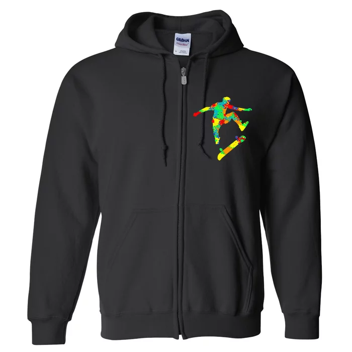 Skateboard Skater Skateboarder Full Zip Hoodie