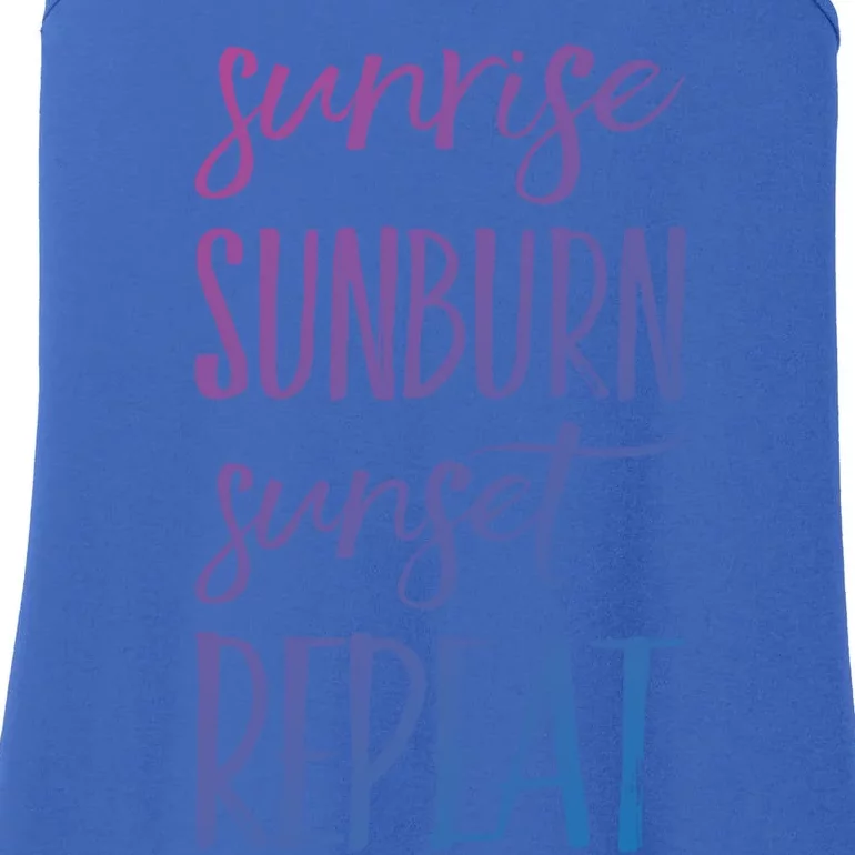 Sunrise Sunburn Sunset Repeat Funny Sayings Summer Cute Gift Ladies Essential Tank