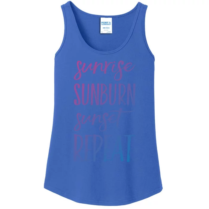 Sunrise Sunburn Sunset Repeat Funny Sayings Summer Cute Gift Ladies Essential Tank