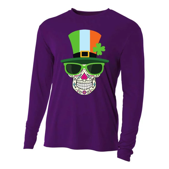 Sugar Skull Saint Patricks Day Of Dead Cooling Performance Long Sleeve Crew