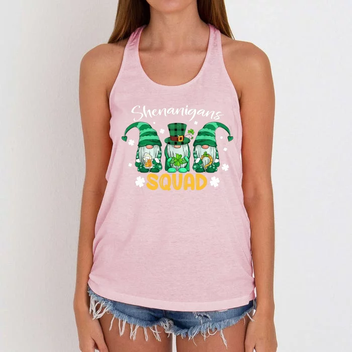 Shenanigans Squad St Patricks Day Gnomes Green Proud Irish Women's Knotted Racerback Tank