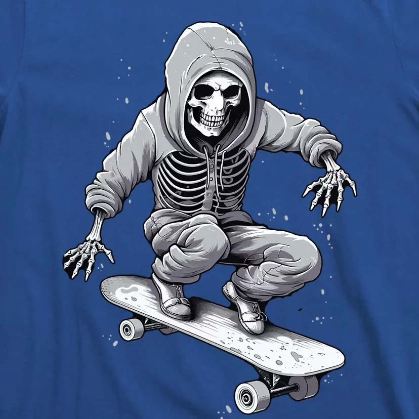 Skater Skateboarding Skeleton Halloween Funny Gift T-Shirt