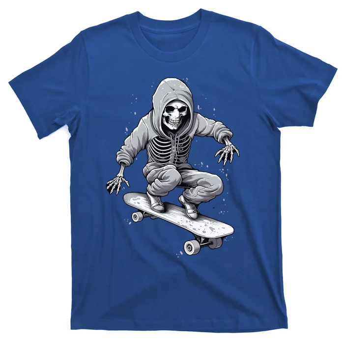 Skater Skateboarding Skeleton Halloween Funny Gift T-Shirt