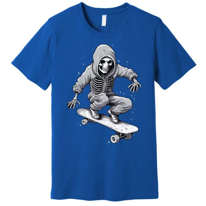 Skater Skateboarding Skeleton Halloween Funny Gift Premium T-Shirt