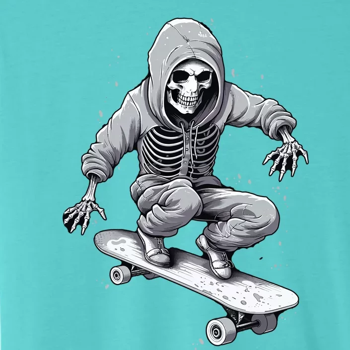 Skater Skateboarding Skeleton Halloween Funny Gift ChromaSoft Performance T-Shirt