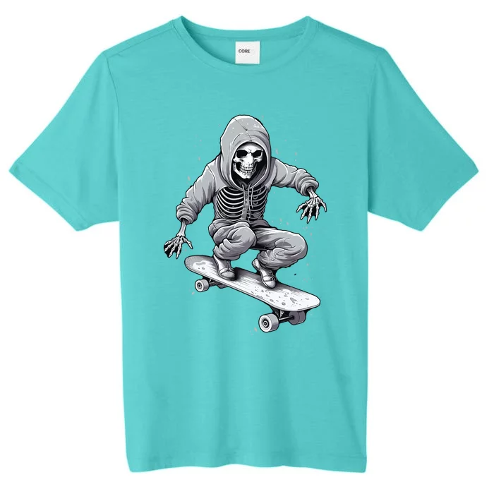 Skater Skateboarding Skeleton Halloween Funny Gift ChromaSoft Performance T-Shirt