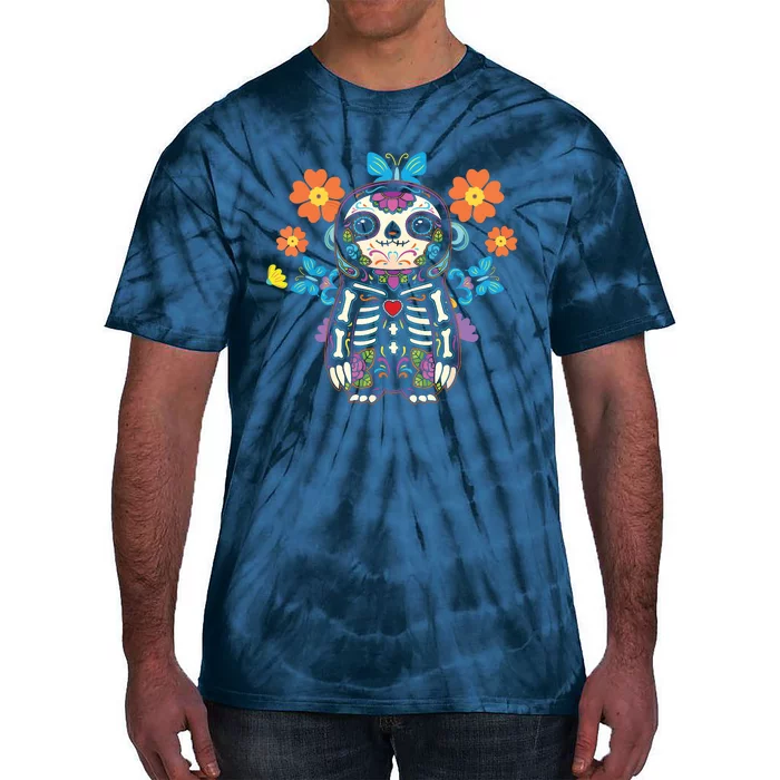 Sloth Sugar Skull Mexico Calavera Dia De Los Muertos Tie-Dye T-Shirt