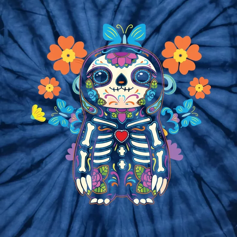 Sloth Sugar Skull Mexico Calavera Dia De Los Muertos Tie-Dye T-Shirt