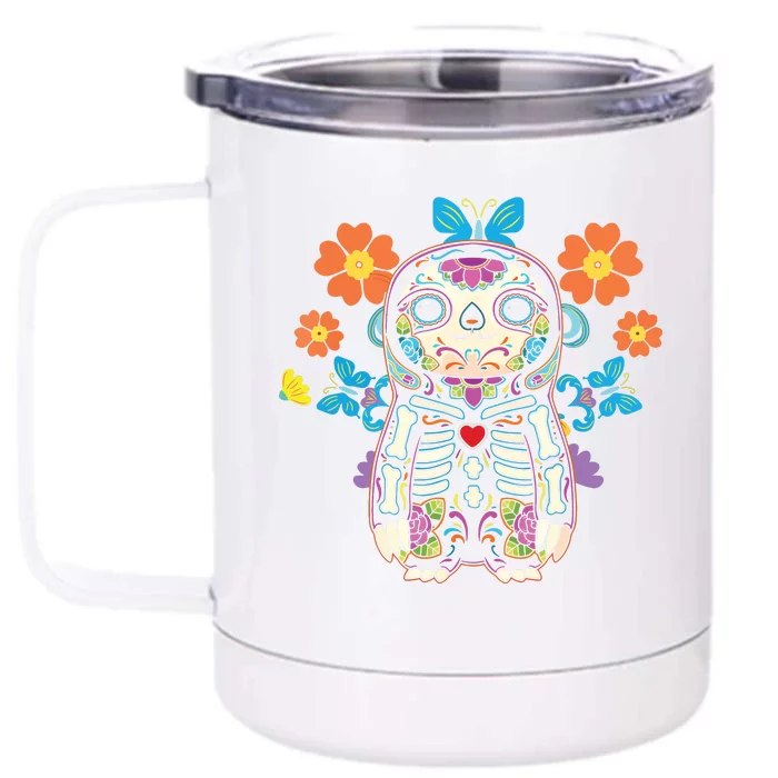 Sloth Sugar Skull Mexico Calavera Dia De Los Muertos Front & Back 12oz Stainless Steel Tumbler Cup