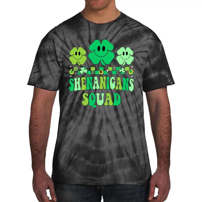 Shenanigans Squad St Patricks Day Boy Shamrock Groovy Retro Tie-Dye T-Shirt