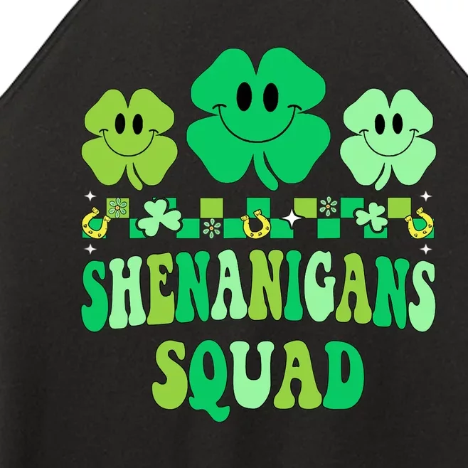 Shenanigans Squad St Patricks Day Boy Shamrock Groovy Retro Women’s Perfect Tri Rocker Tank