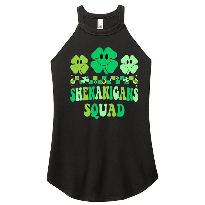 Shenanigans Squad St Patricks Day Boy Shamrock Groovy Retro Women’s Perfect Tri Rocker Tank