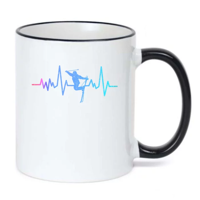 Skiing Skier Ski Instructor Heartbeat Winter Sports Ski Gift Black Color Changing Mug