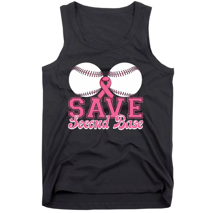 Save Second Softball Base Breast Cancer Awareness Tank Top