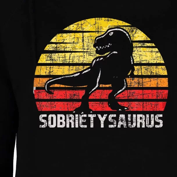 Sobrietysaurus Sober Sobriety Anniversary Recovery Aa Na Womens Funnel Neck Pullover Hood